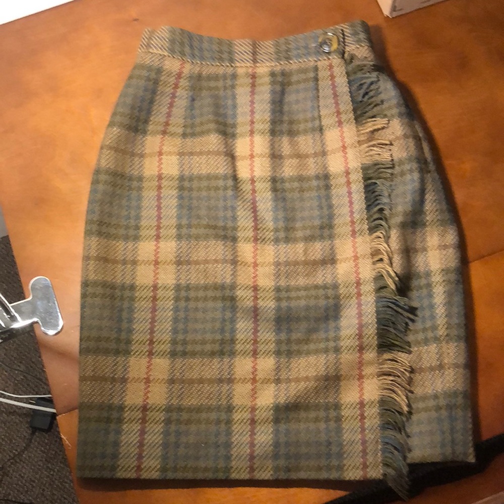 Vintage Plaid Wool Wrap Skirt